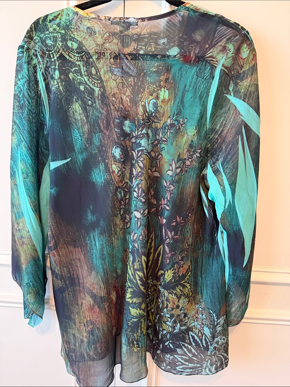 Dress Barn Teal Multicolor Beaded V-Neck Tunic - Picture 6 of 9